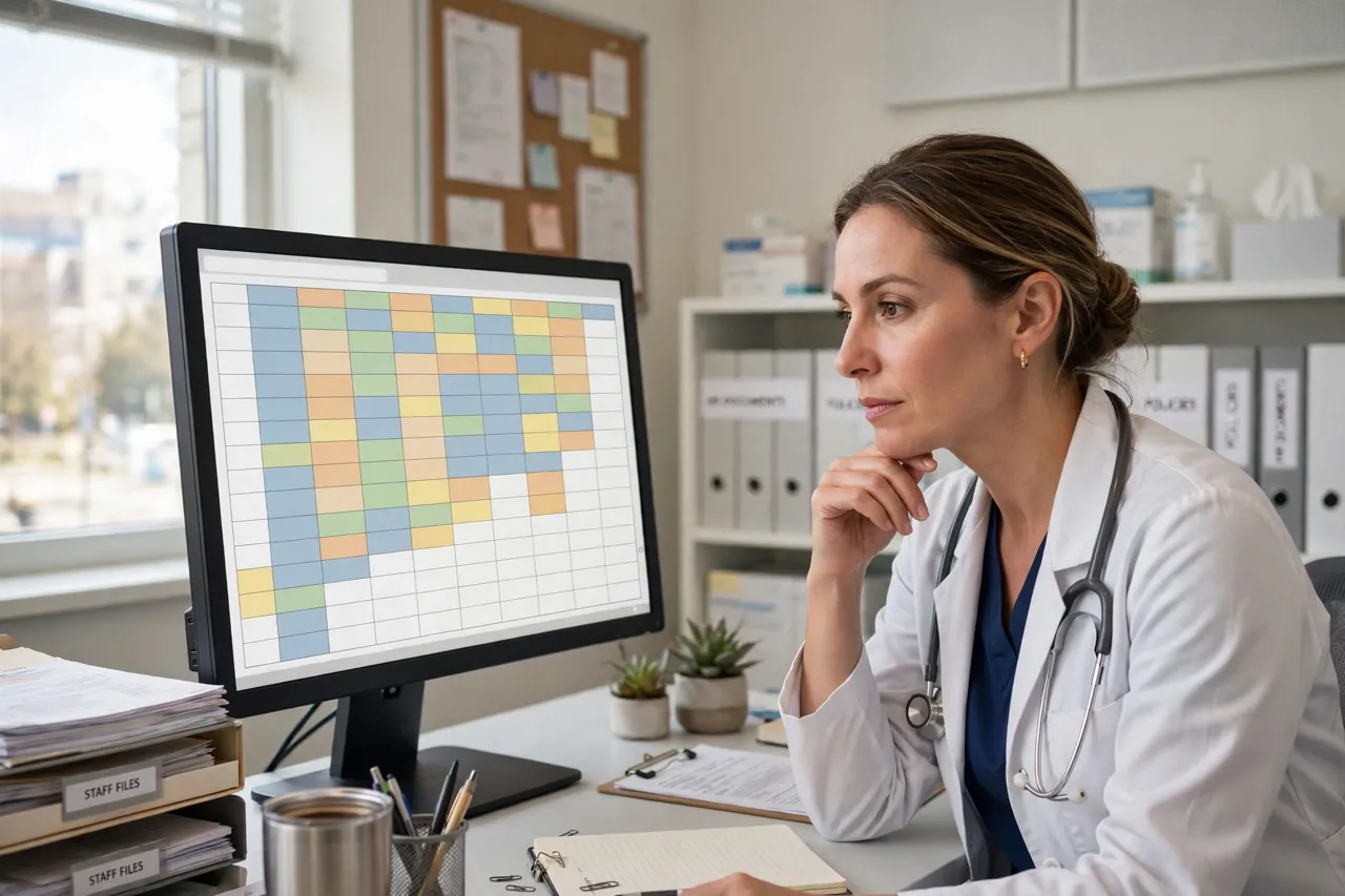 Nurse manager reviewing the unit rota in Smart Square